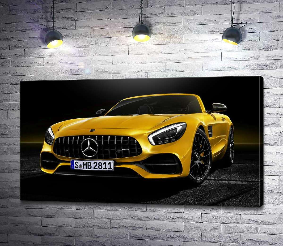 Картина ArtPoster Кабріолет Mercedes AMG GT S Roadster сяє золотом 100x56 см Модуль №1 (003933)