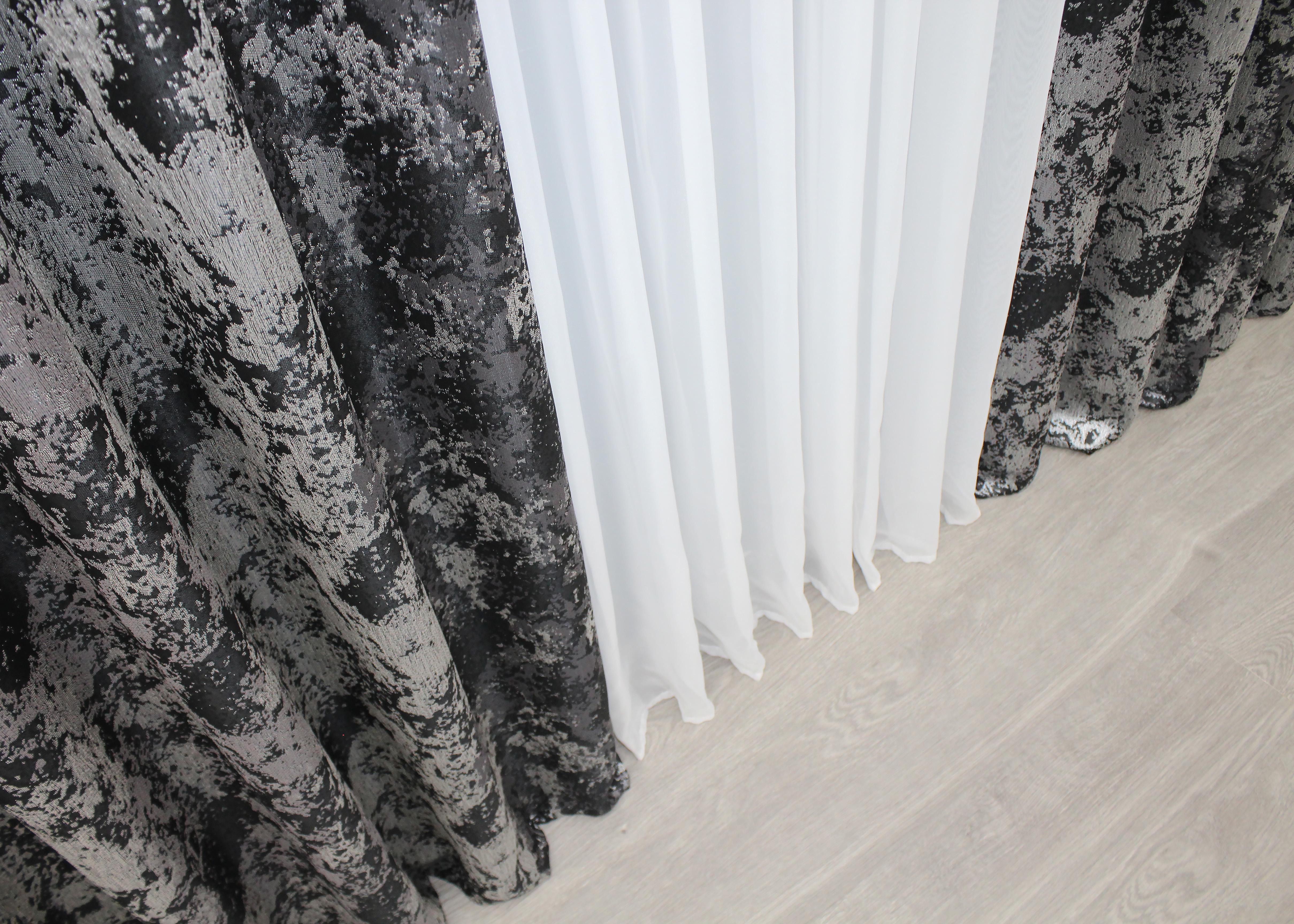 Комплект готовых штор VR-Textil Мрамор Al-7 № 1464ш 150х290 см 2 шт. Серый/Черный (33-0327) - фото 9 Комплект готовых штор VR-Textil Мрамор Al-7 № 1464ш 150х290 см 2 шт. Серый/Черный (33-0327) - фото 9