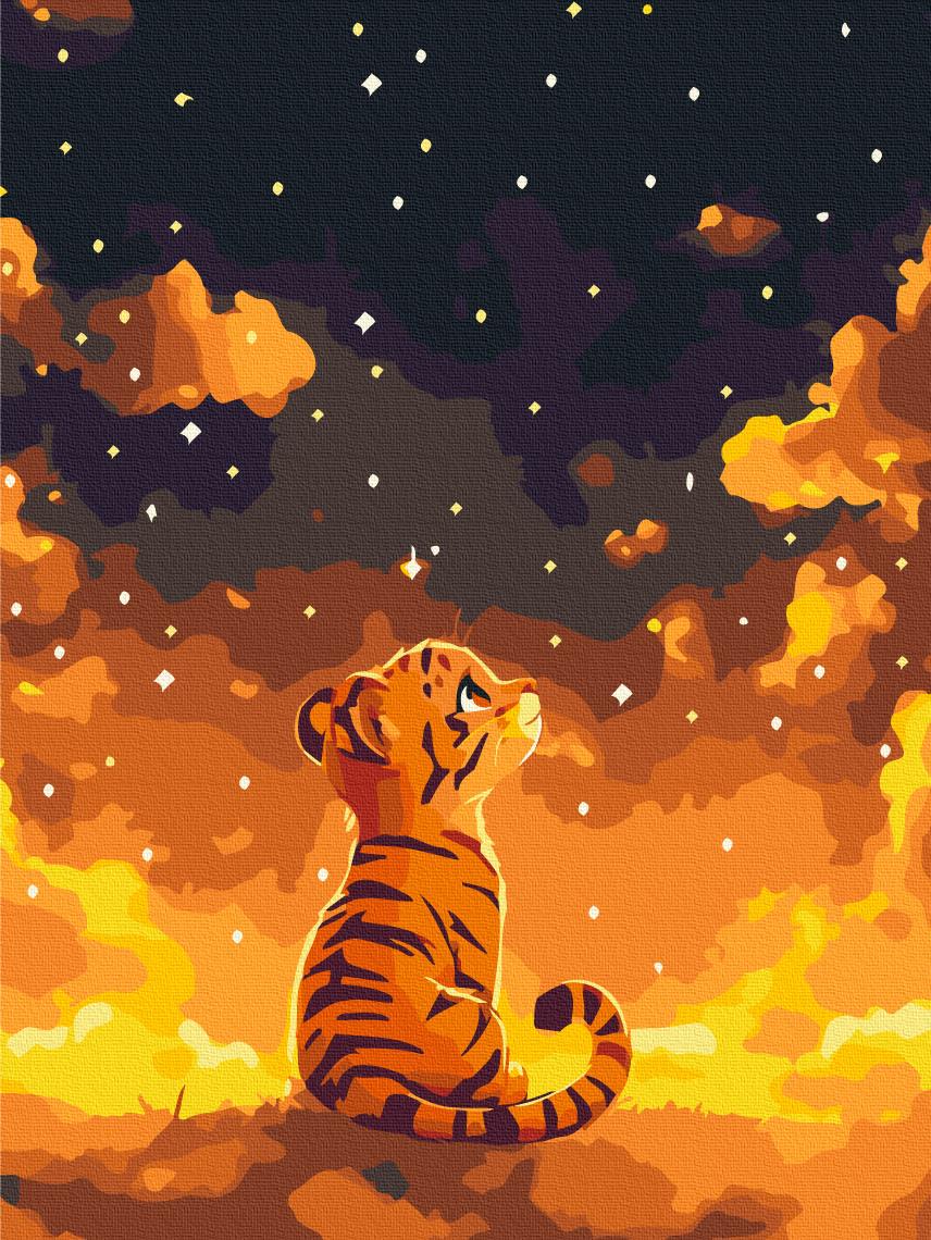Картина по номерам Brushme Ночная сказка тигренка 30x40 см (KBS0182)