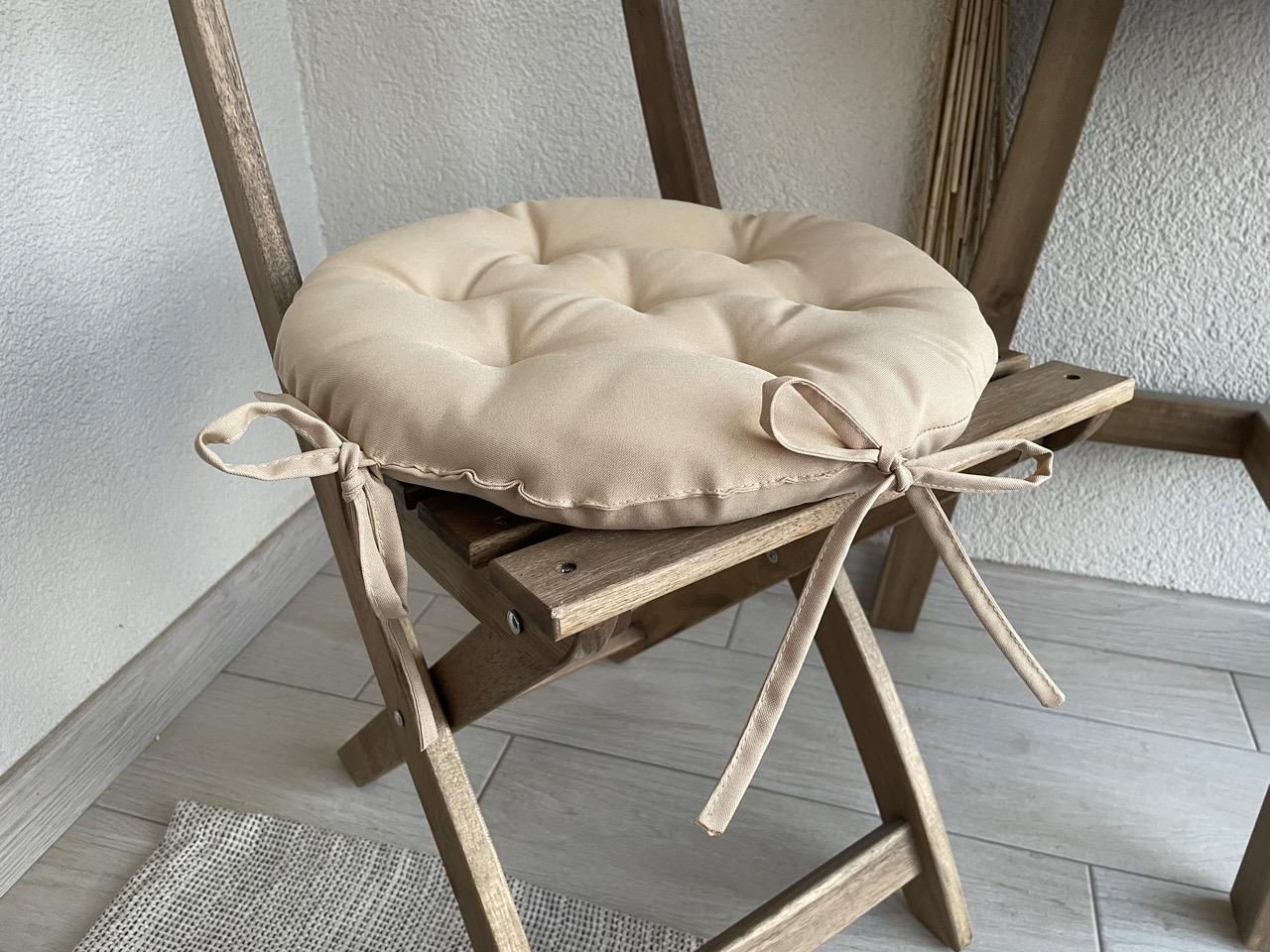 Подушка на стул с завязками круглая Color 40х40х5 см Бежевый - фото 4 Подушка на стул с завязками круглая Color 40х40х5 см Бежевый - фото 4