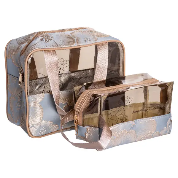 Набор косметичек Yiwu ПВХ на молнии 2 шт. Голубой (147-107-HP-16-1KBL)