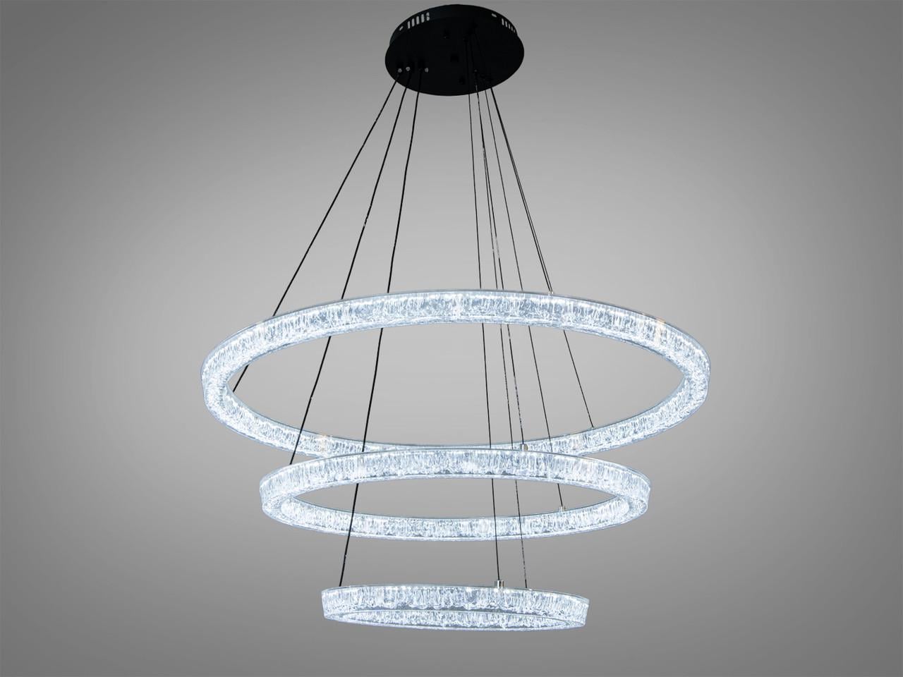 Люстра светодиодная для гостиной 1712/800+600+400ABK три кольца 125 Вт Черный (2979606052)
