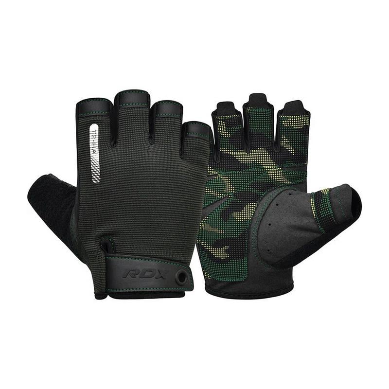 Перчатки для зала и фитнеса без пальцев RDX T2 Half Army M Зеленый