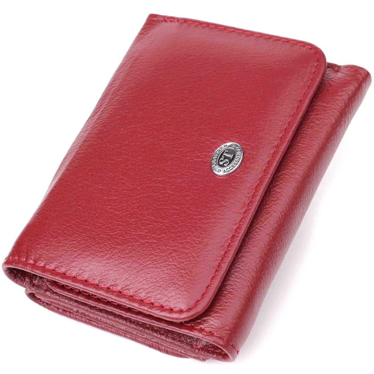 Кошелек женский ST Leather 23073 в три сборки из натуральной кожи Бордовый (168-136-23073)