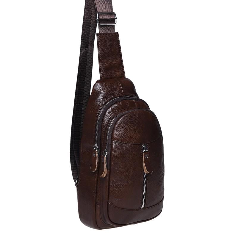 Рюкзак мужской кожаный на плечо Borsa Leather K1318 Brown