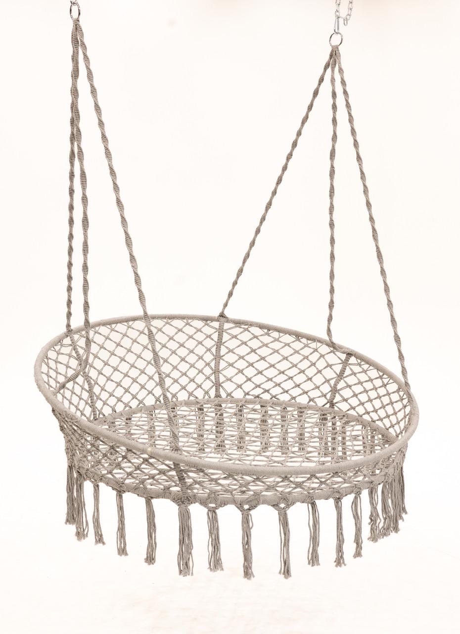 Кресло-качеля подвесное плетеное круглое WCG с мягкой подушкой 140 см Серый (QNSW11GR) - фото 3 Кресло-качеля подвесное плетеное круглое WCG с мягкой подушкой 140 см Серый (QNSW11GR) - фото 3