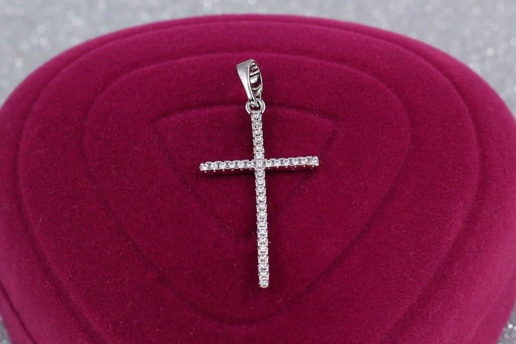 Крестик Xuping Jewelry с фианитами 2,7 см Серебристый