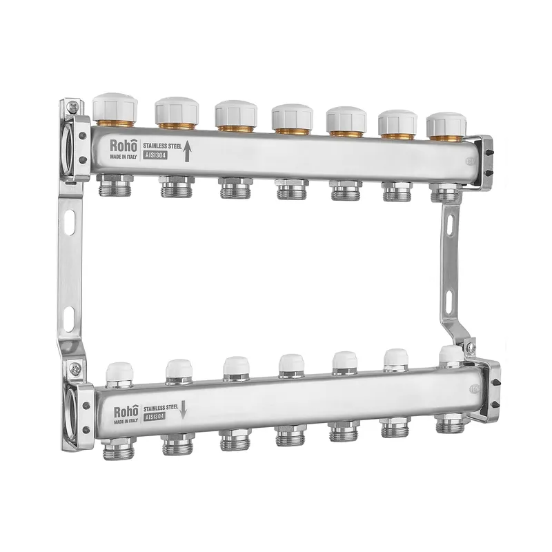 Коллектор Roho R805-07M 1"х7 вых с термостатическими и запорными клапанами (RO1038) Коллектор Roho R805-07M 1"х7 вых с термостатическими и запорными клапанами (RO1038)