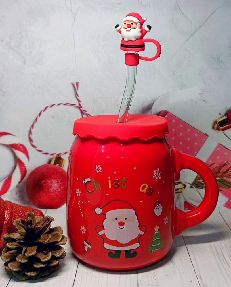 Чашка с крышкой и трубочкой Санта керамика 460 мл Красный (21-чер-102-1082) - фото 10 Чашка с крышкой и трубочкой Санта керамика 460 мл Красный (21-чер-102-1082) - фото 10