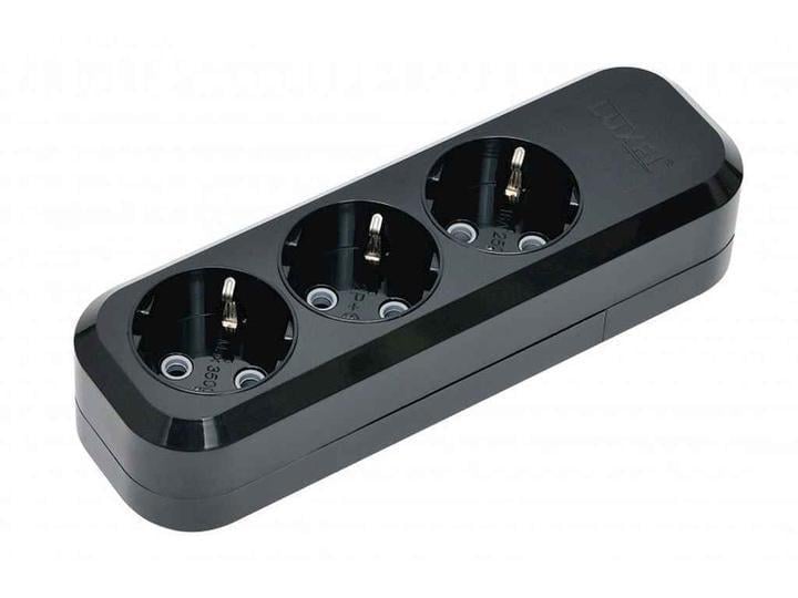 Колодка Luxel 3 розетки с заземляющим контактом Черный (7531)