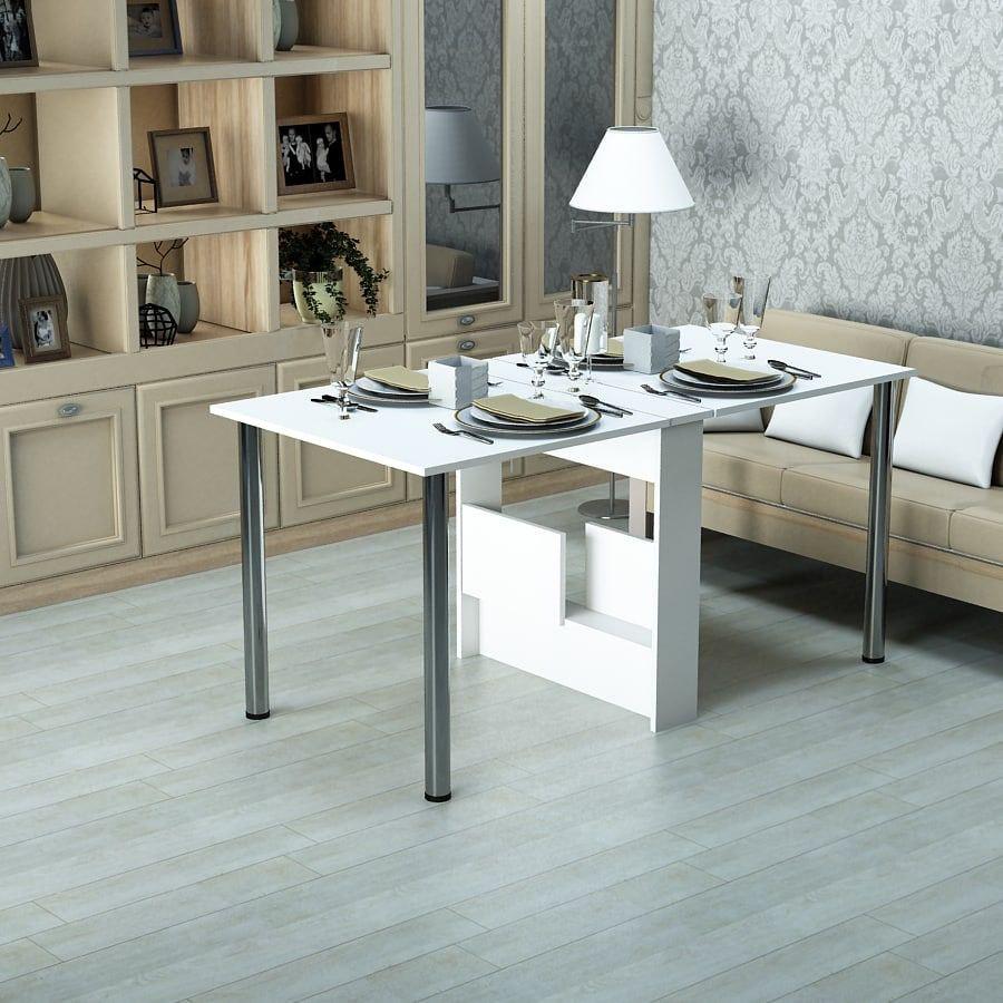 Кухонный стол-книжка Гамма стиль Праздничный 1515x800x730 мм Белый