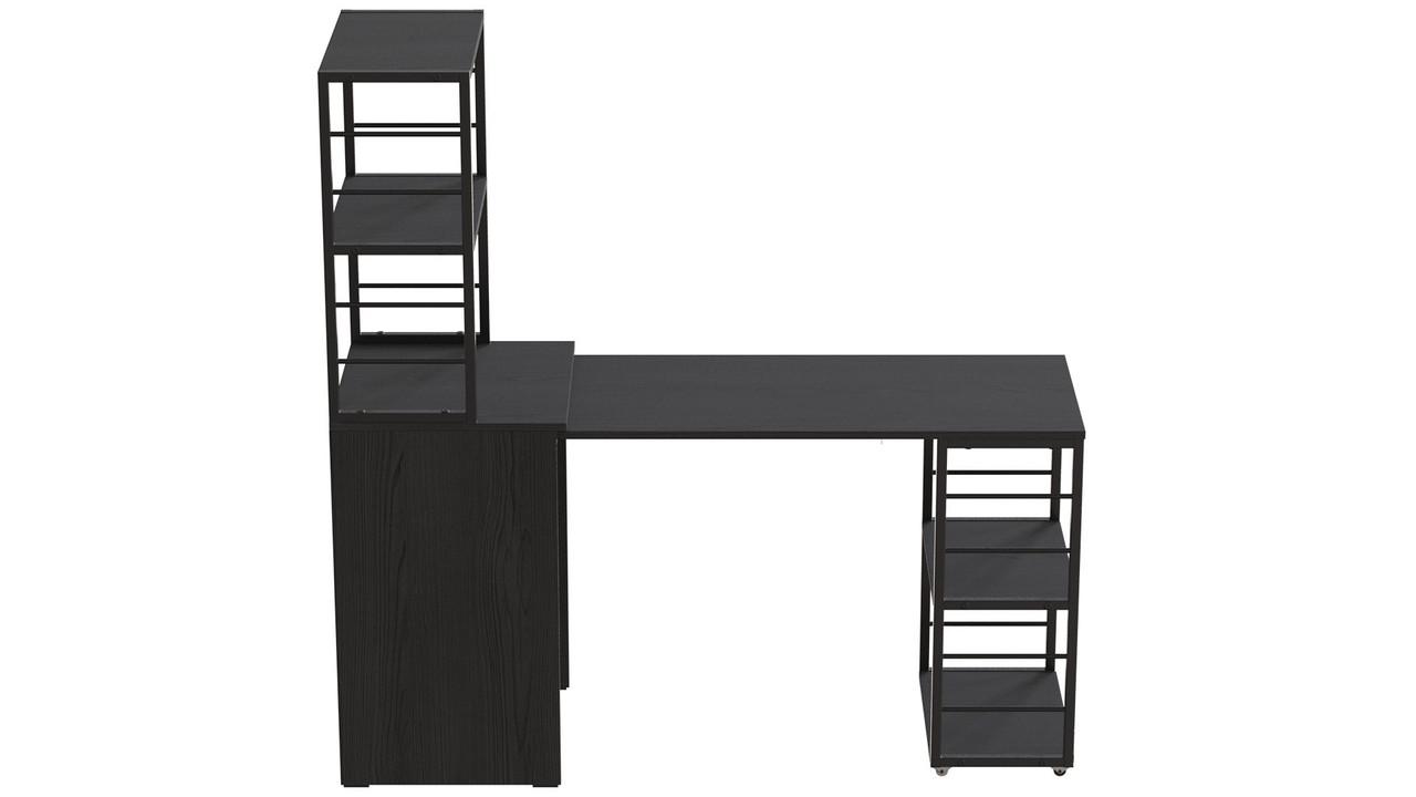 Стол-тумба трансформер Ferrum-decor Смарт 3/1 с этажеркой металл/ДСП 16 мм 1430x1450x500 мм Черный/Сосная Кембра (FRD-105111) - фото 8