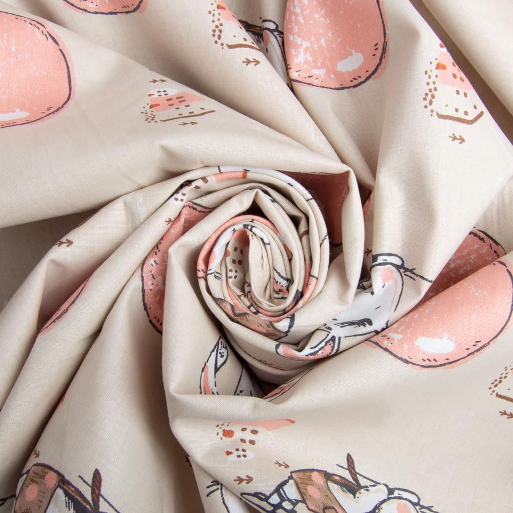 Ткань бязь ранфорс для постельного белья 7.27283/8 Кролик 130 гр/м2 240 см Беж (25879)