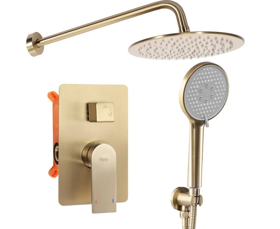 Душевой гарнитур скрытого монтажа Rea Verso BOX Мат Золотой (Rea-P9150)