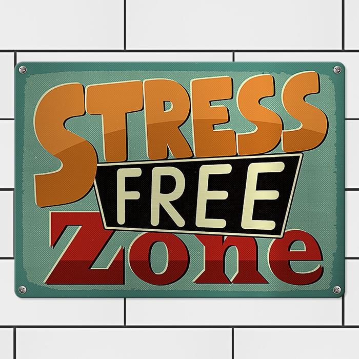 Табличка металлическая Stress free zone 26х18,5 см (MET_20J063_SER)