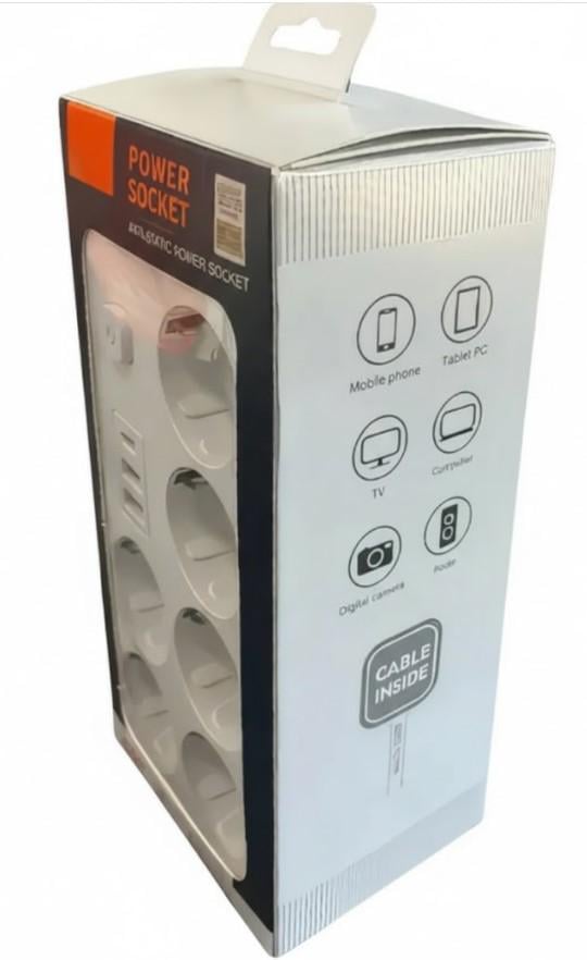 Переноска Power Socket 5 м 6 розеток 3 USB порта 2500W (2104618794) - фото 7