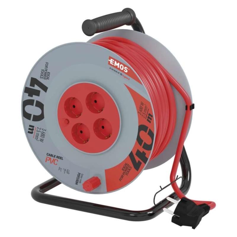 Подовжувач мережевий на котушці Emos P09240M 4 розетки 40 м 2,5 кв. мм (36480366)