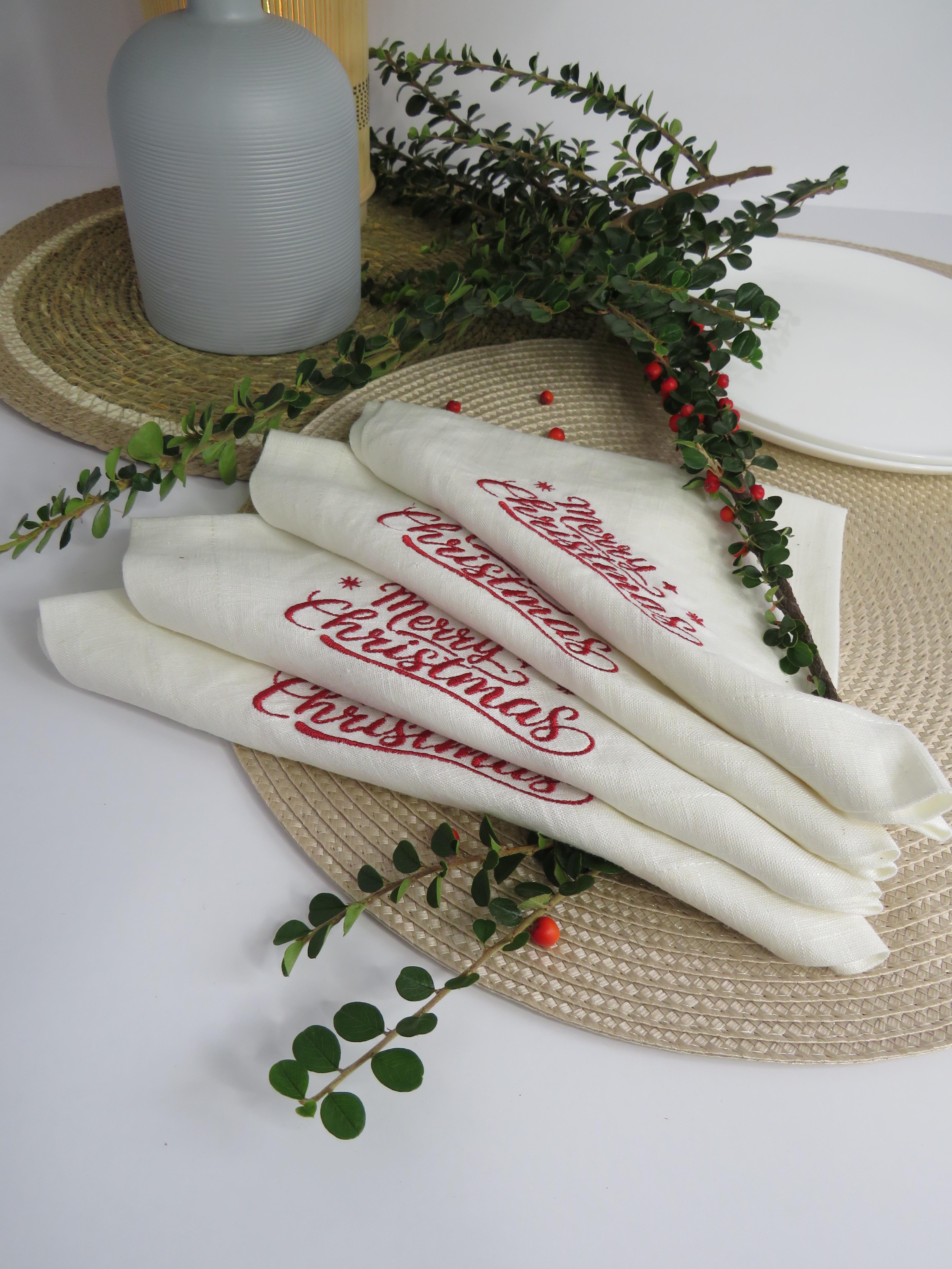 Салфетка с вышивкой Merry Christmas 2 шт. Белый (30100467)