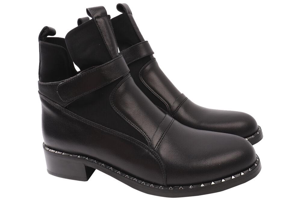 Ботинки женские Euromoda из кожи на низком ходу р. 40 Черный (435-20DHC)