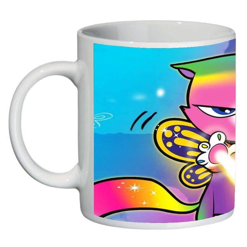 Кружка с принтом SuperCup Радужно бабочковая единорожная кошка (SC-Rainbow Butterfly Unicorn Kitty-0011)