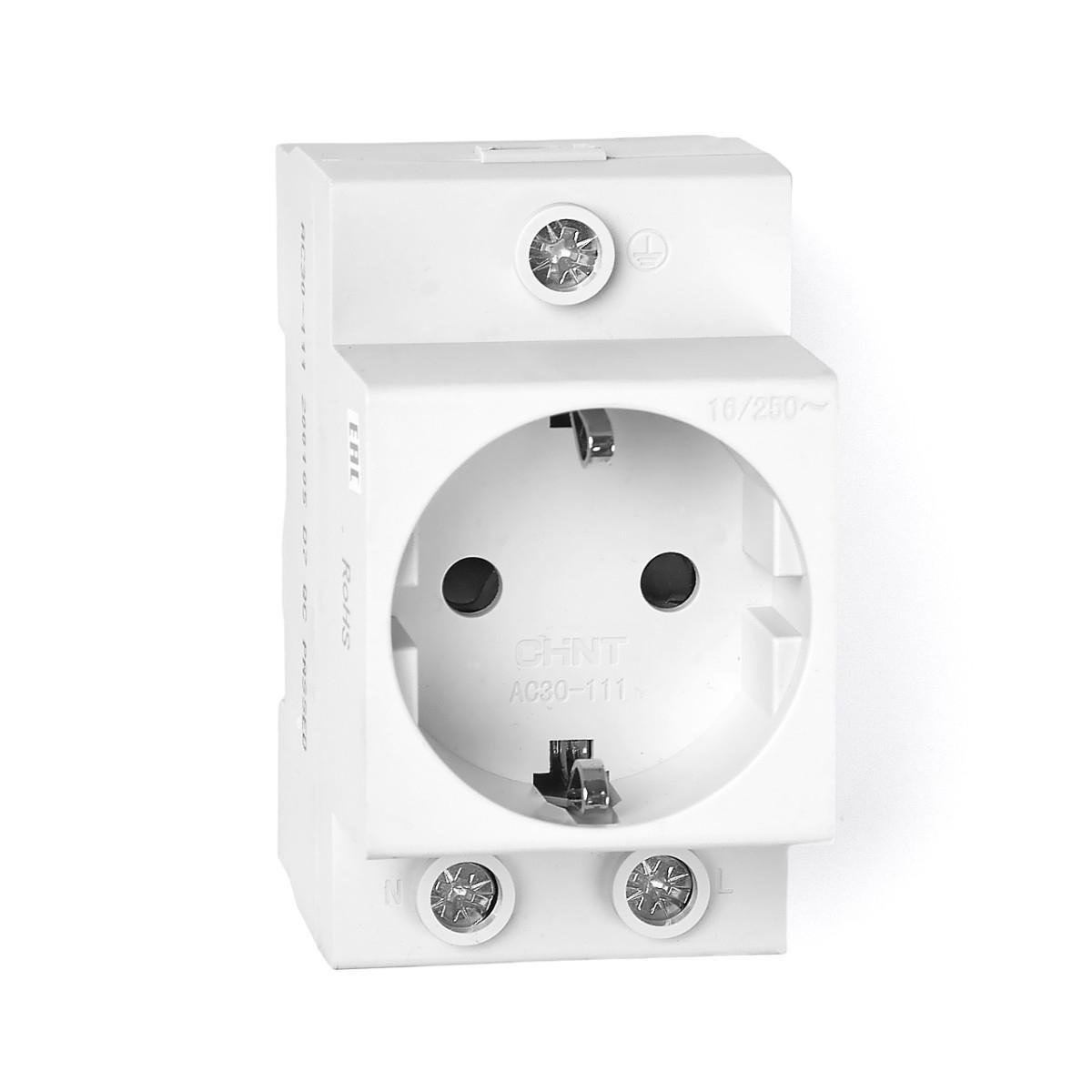 Розетка на DIN-рейку CHINT AC30-111 2P+PE із заземленням (775001)