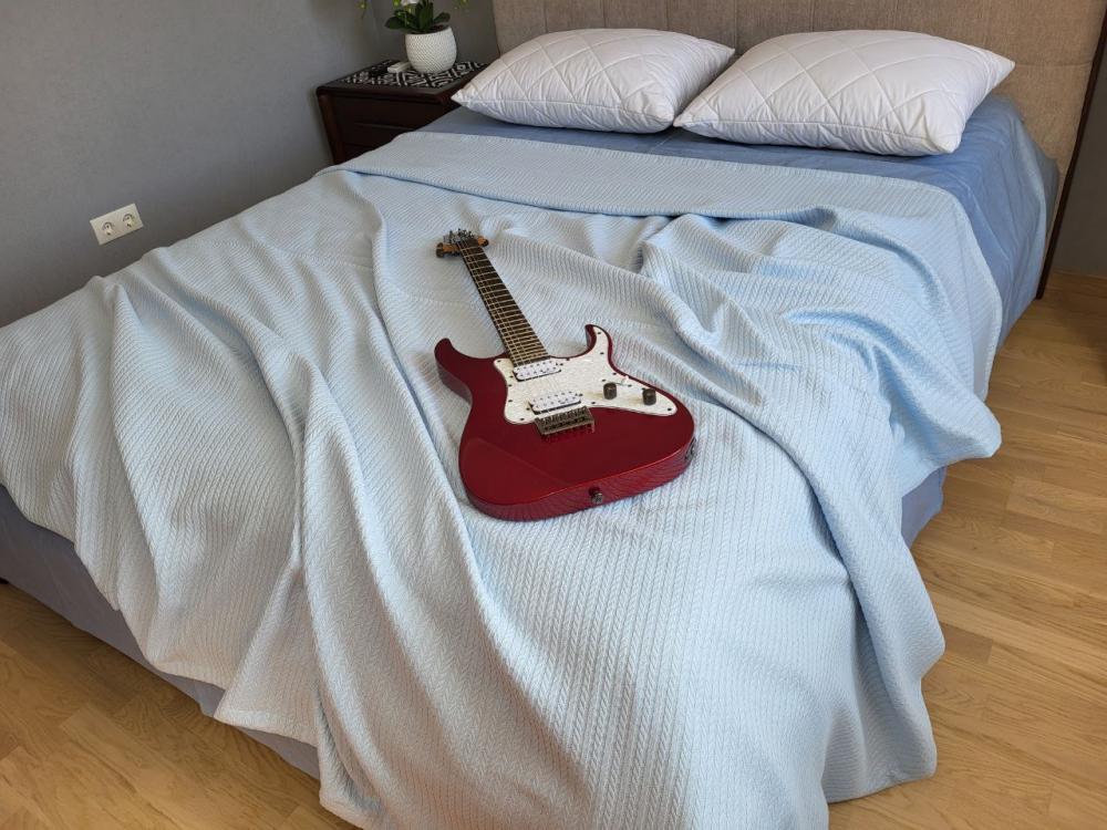 Покрывало Пике Косичка 180x220 см Небесный (11248) - фото 5 Покрывало Пике Косичка 180x220 см Небесный (11248) - фото 5