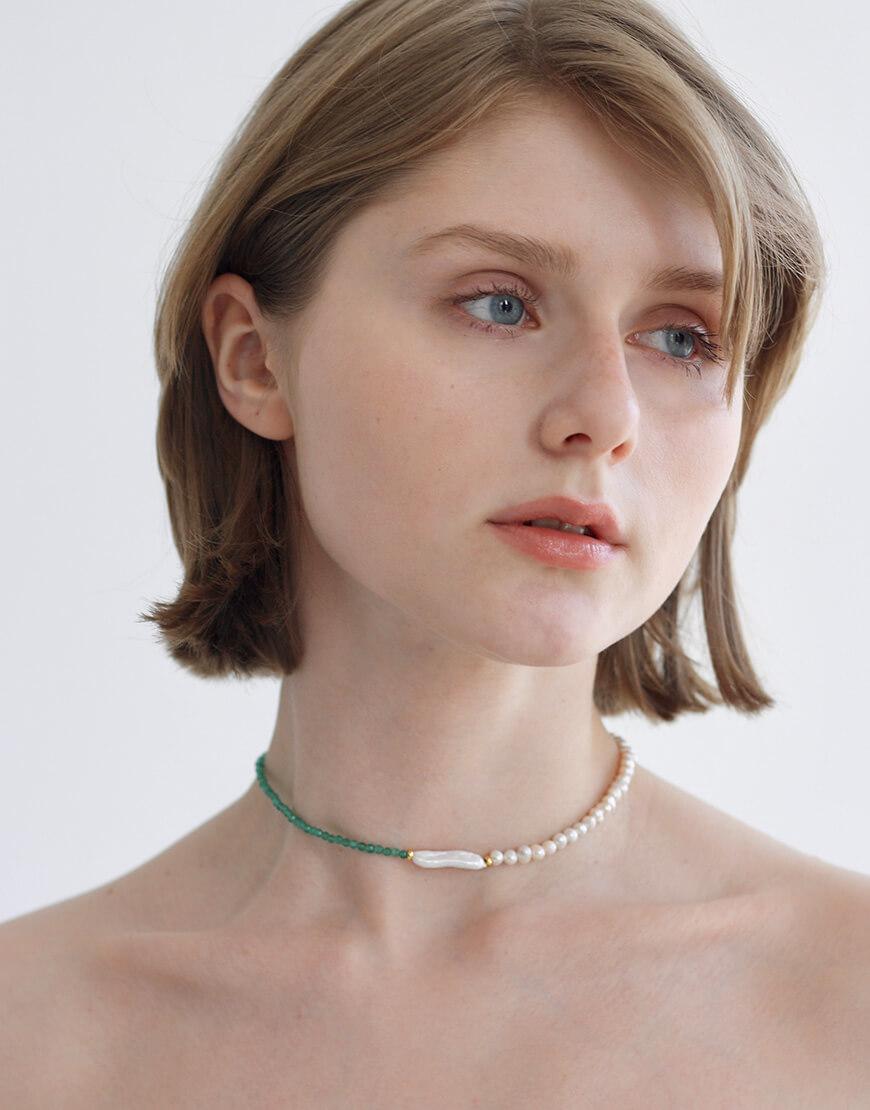 Чокер half pearl жіночий NSTONE зелений One size