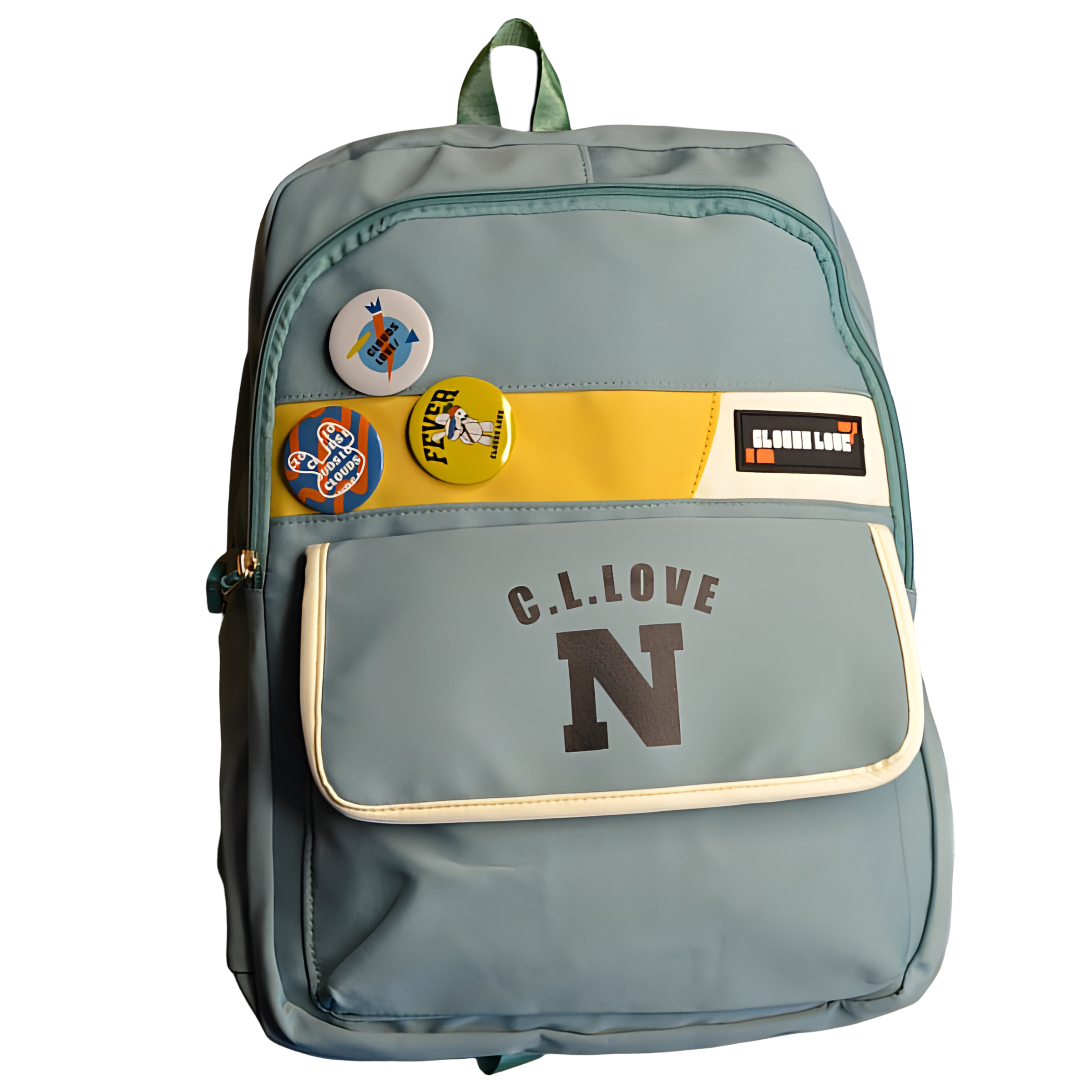 Шкільний рюкзак Love зі значками Бірюзовий (23-9)