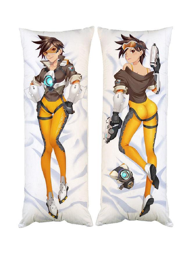 Подушка дакимакура Трейсер Овервотч Overwatch декоративная ростовая для обнимания 50x150 см двусторонняя (1834009159)