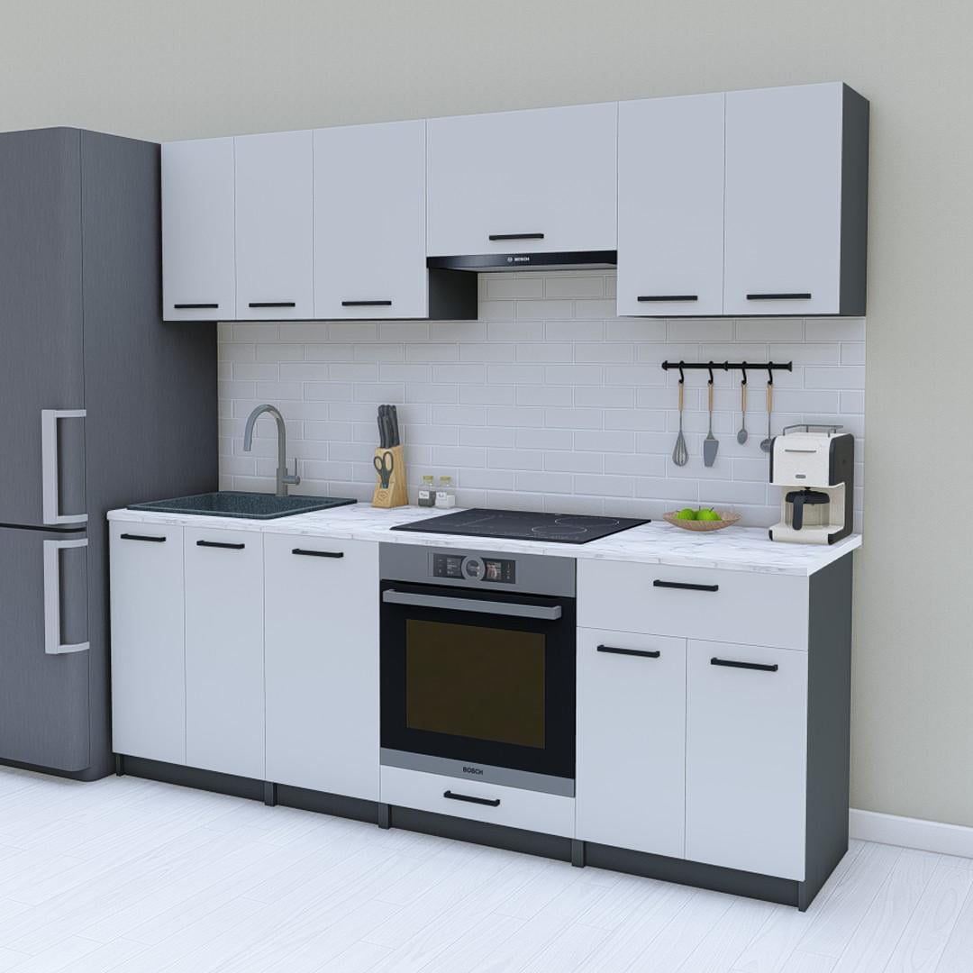 Модульная кухня Opendoors без столешницы 220 см Серый светлый/Графитовый (МП34/16)