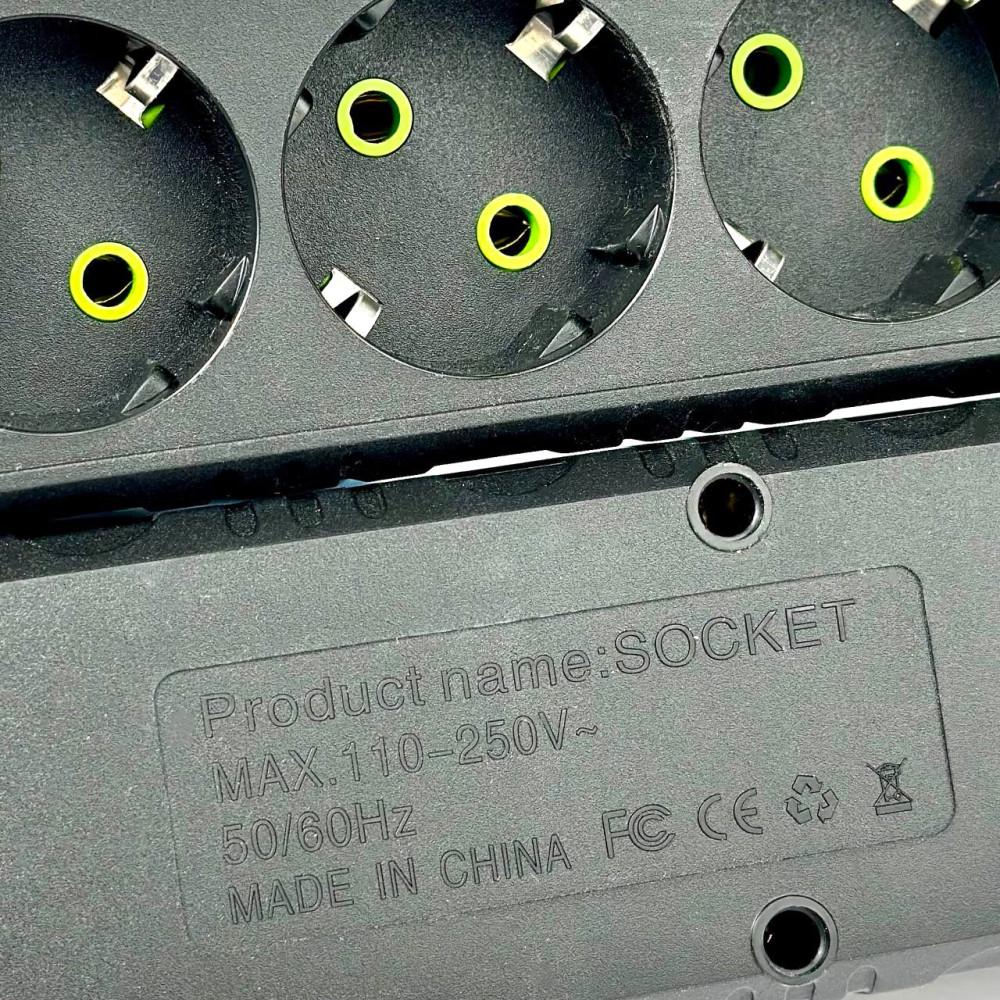 Удлинитель сетевой переноска 6м на 3 розетки з 3USB UA Power F43U Черный (F43U 3r-3usb-6m) - фото 7