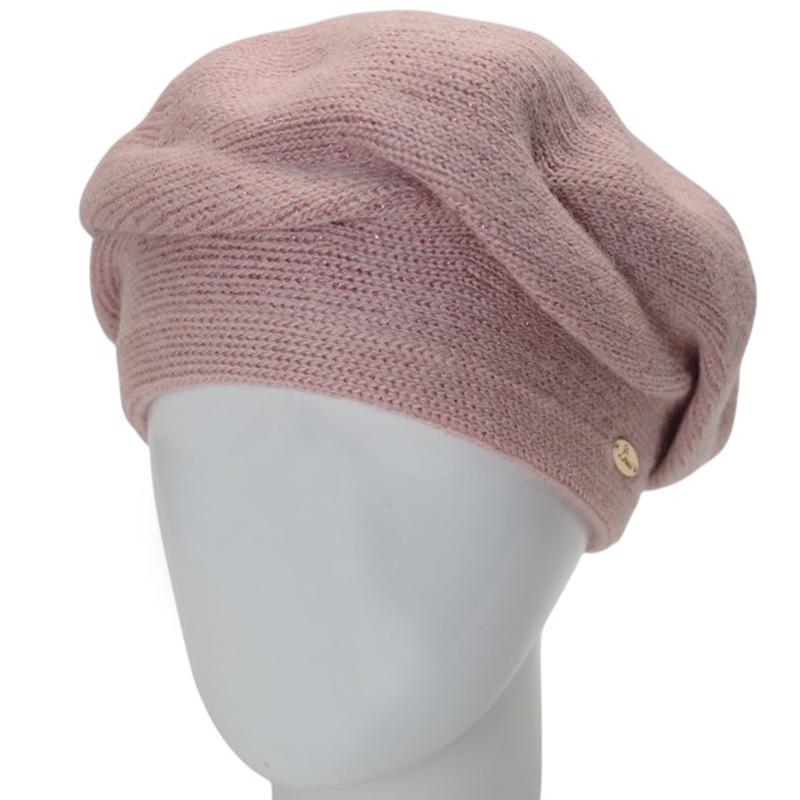 Берет женский двойной Lirus МЛАДА с люрексовой нитью универсальный Розовый/Пудровый (286850)
