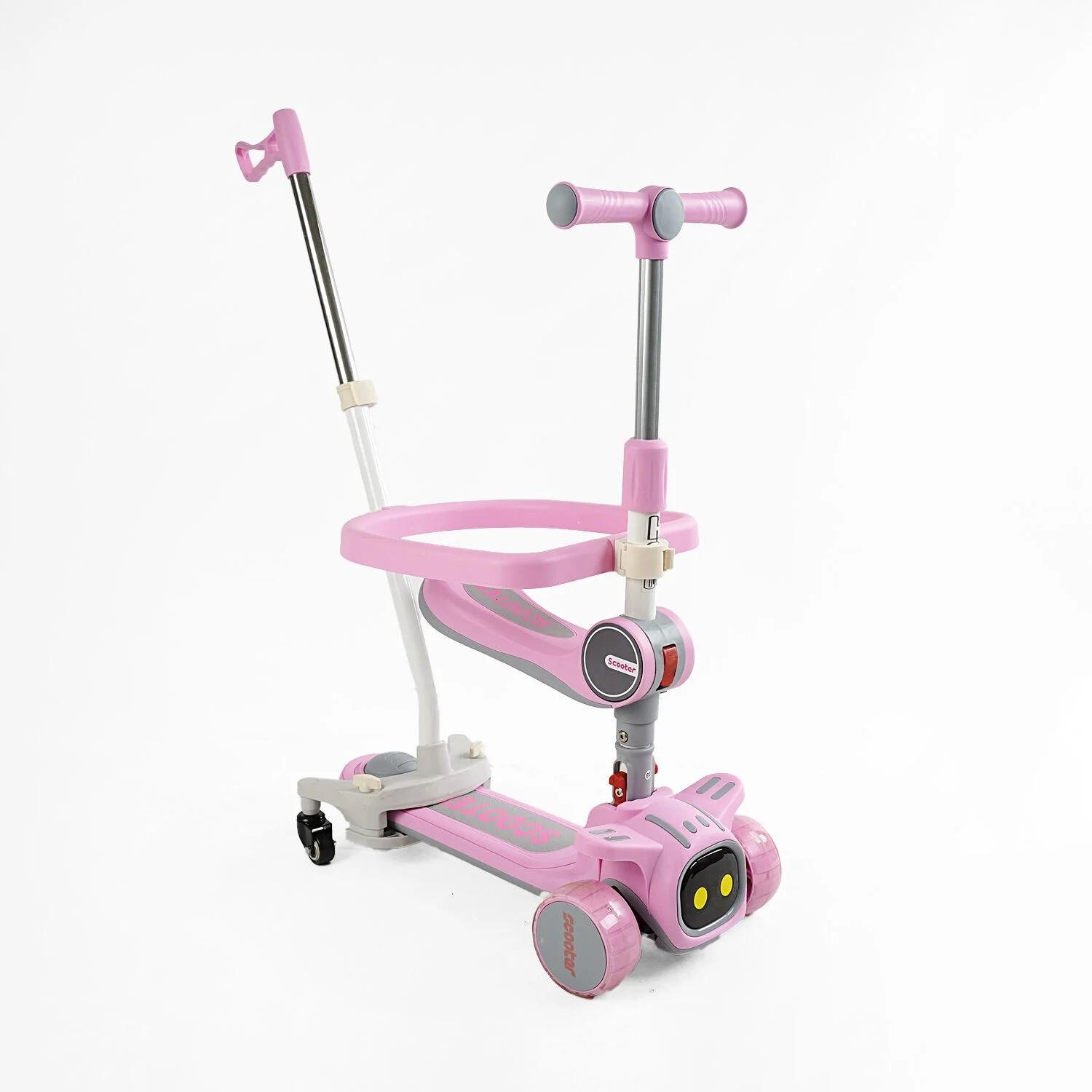 Самокат Skyper 5в1 со светом/платформа с подсветкой/звук/бампер колеса PU 125х40 мм Розовый (TY-1061)
