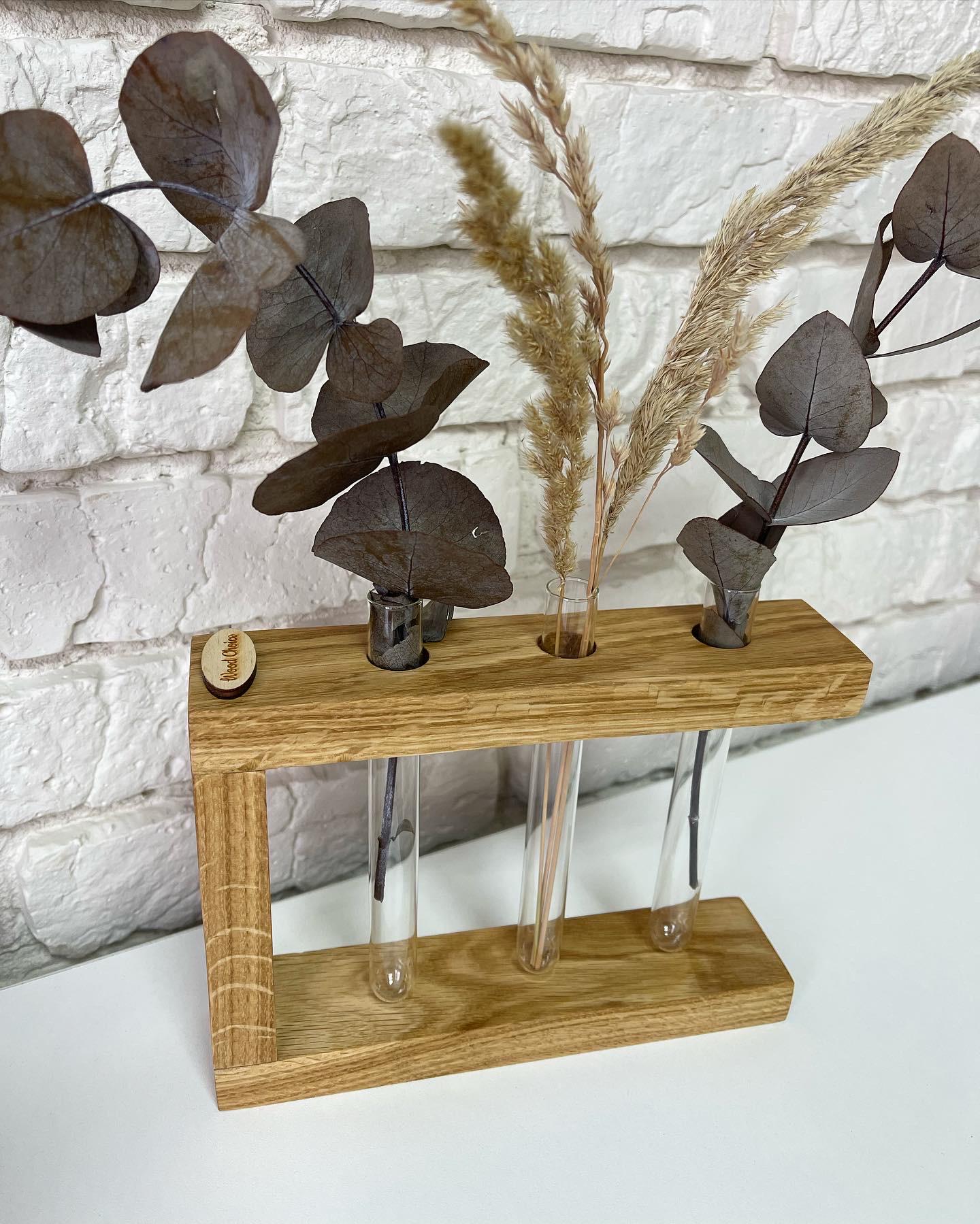 Ваза-подставка дубовая с колбами для цветов 20х15 (152) - фото 2