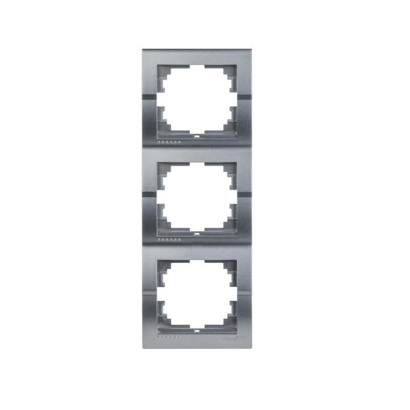 Рамка трехместная вертикальная Lezard Deriy без вставки Графит (00000012364)