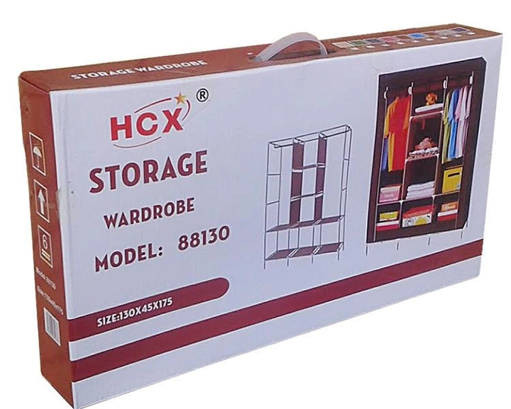 Тканевый шкаф с каркасом STORAGE WARDROBE 88130 LK-14 3 секции 175х130х45 см - фото 5