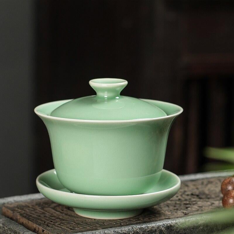 Гайвань фарфоровая для чайной церемонии 170 мл Зеленый (OS-TC032-2) - фото 5 Гайвань фарфоровая для чайной церемонии 170 мл Зеленый (OS-TC032-2) - фото 5