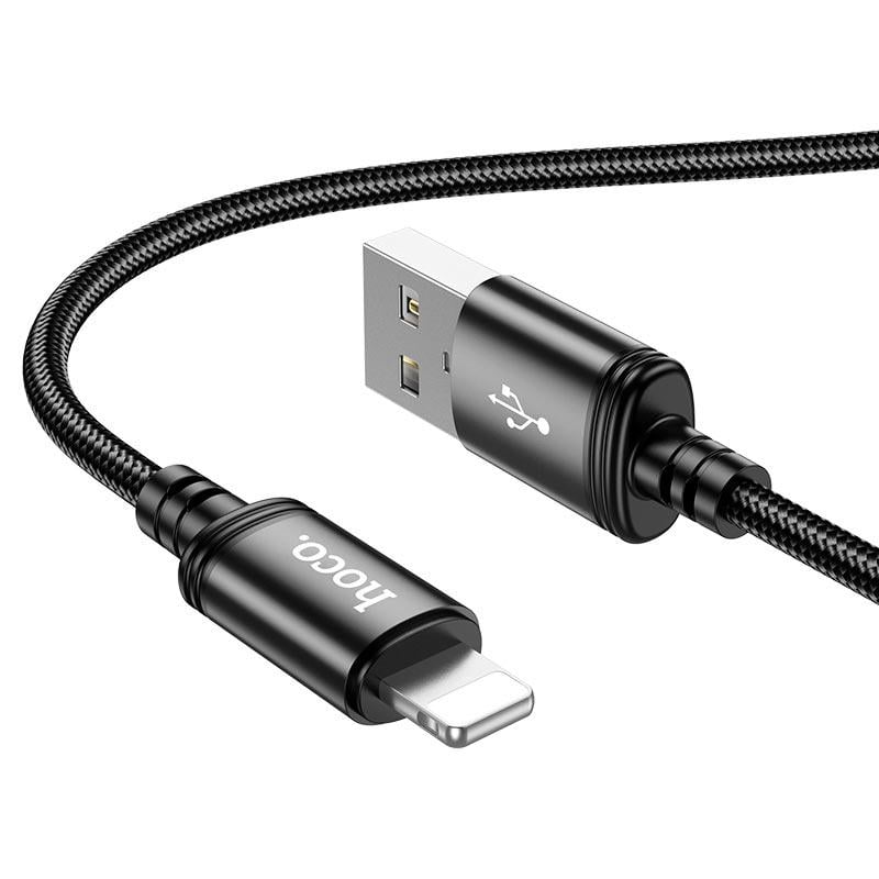 Кабель Hoco X91 Radiance charging USB to Lightning 3 м 2.4A Black (11314849) - фото 4