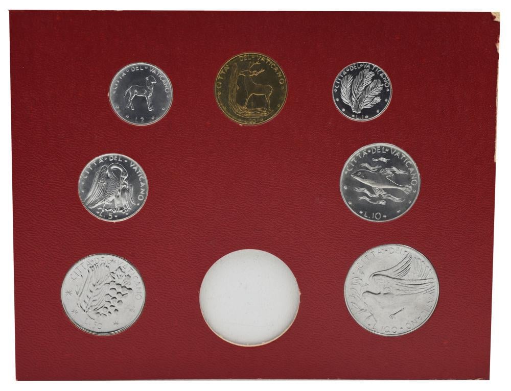 Коллекционные монеты Ватикан 7 шт. 1977 AU-UNC 1/2/5/10/20/50/100 лир (М22397)