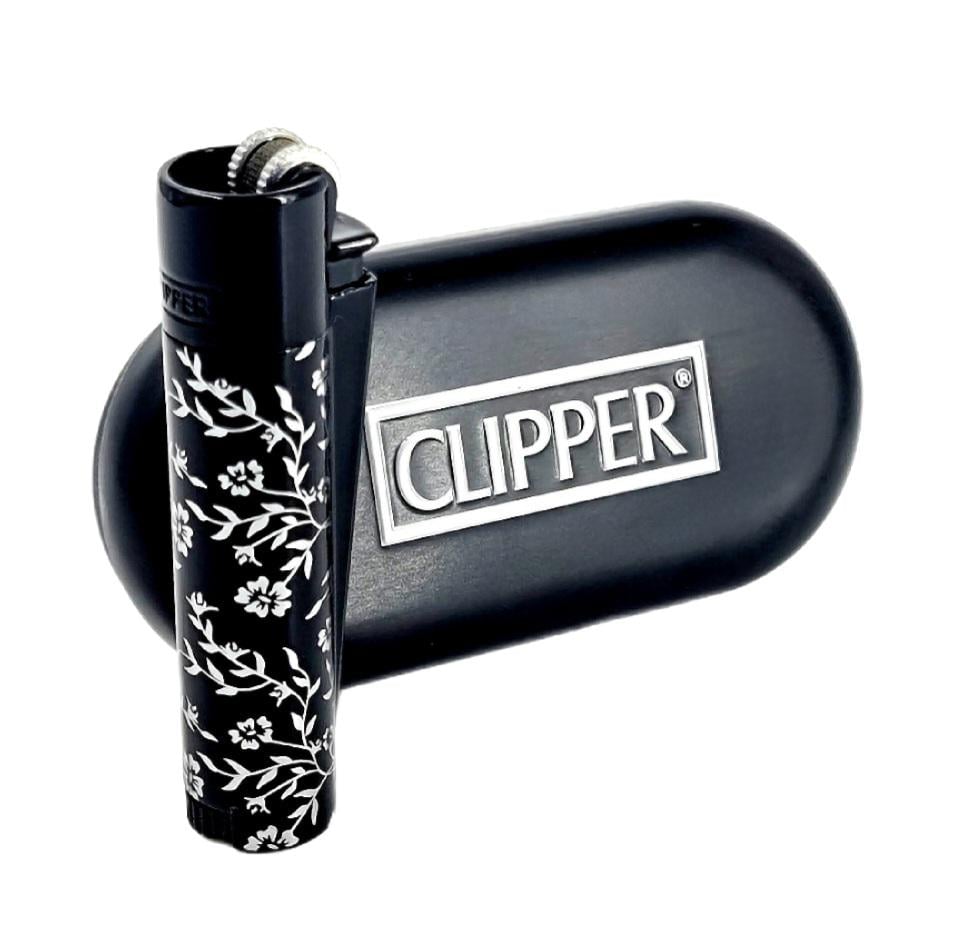 Зажигалка металлическая Clipper mini Black flower (12216798)