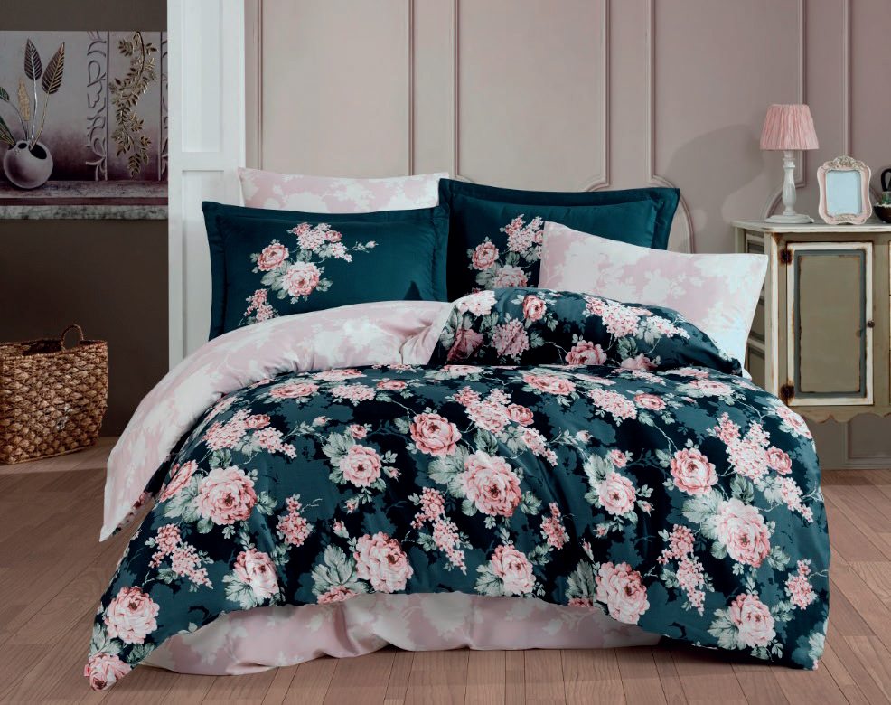 Комплект постільної білизни Hobby Exclusive Sateen Adriana 200х220 Темно-рожевий