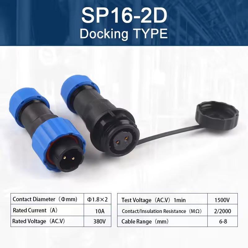 Роз'єм герметичний SP16 2D-F-M 2pin 10А IP68 (2667603186) - фото 6 Роз'єм герметичний SP16 2D-F-M 2pin 10А IP68 (2667603186) - фото 6