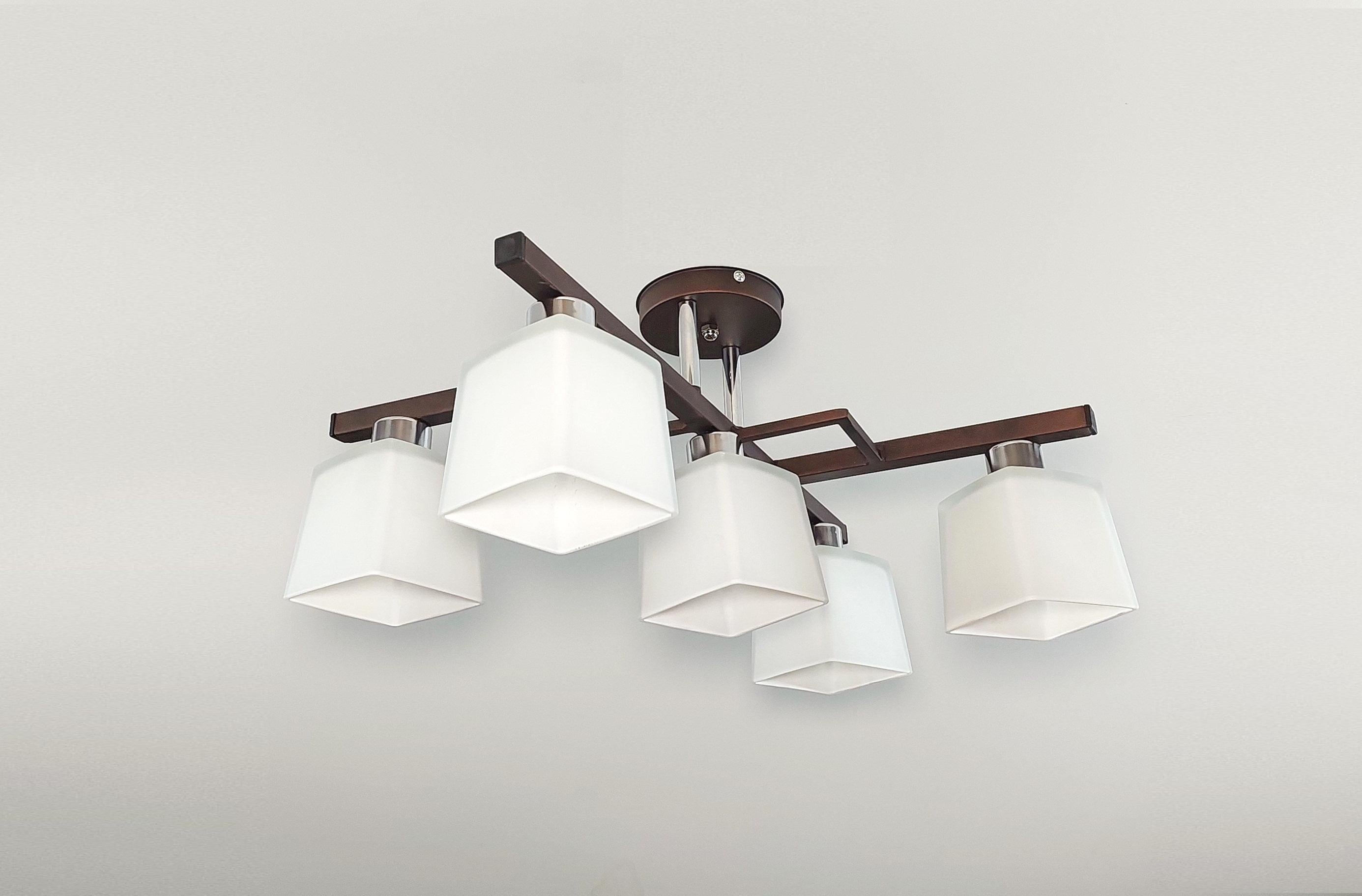 Люстра потолочная Хай-тек 1290/5 на 5 плафонов металлическая Коричневый