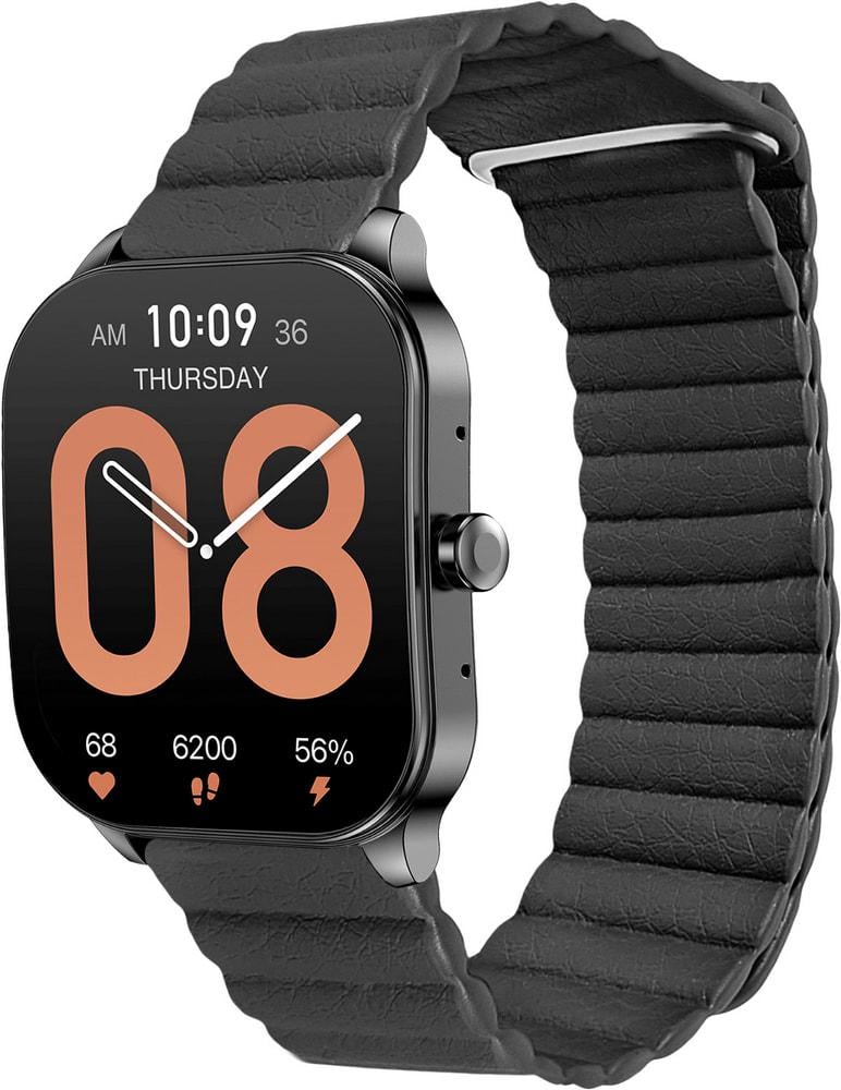 Ремешок кожаный Genis для Amazfit Pop 3S/3R Black (34019-2B)