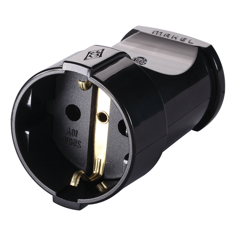 Штепсельний роз'єм Makel з заземленням Чорний (1337913112)