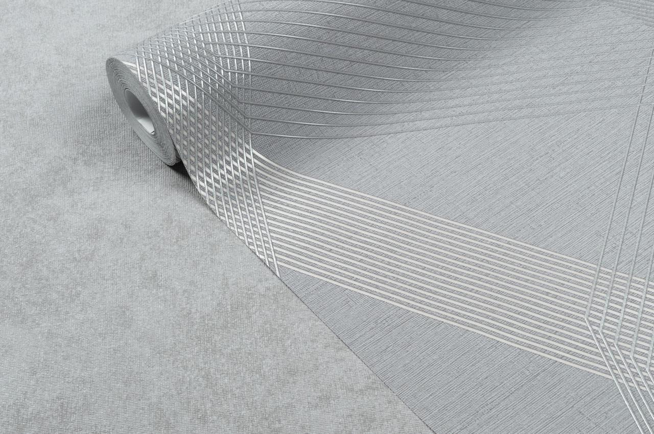 Обои флизелиновые Vinil LS Грани ТФШ 4-1431 винил горячего тиснения 1,06х10,05 м Светло-серый