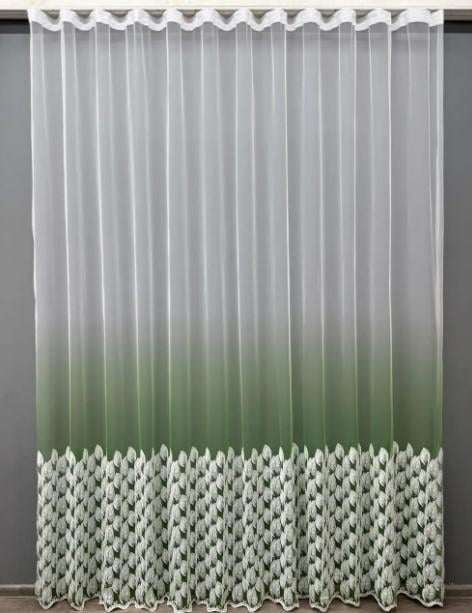 Тюль грек сетка омбре Листочки с вышивкой Салатовый/Белый (1491т) Тюль грек сетка омбре Листочки с вышивкой Салатовый/Белый (1491т)