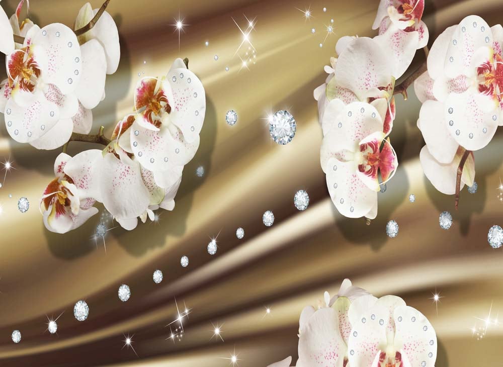 Фотообои WS Wallpaper 3D цветы и бриллианты 392x270 см (31328)