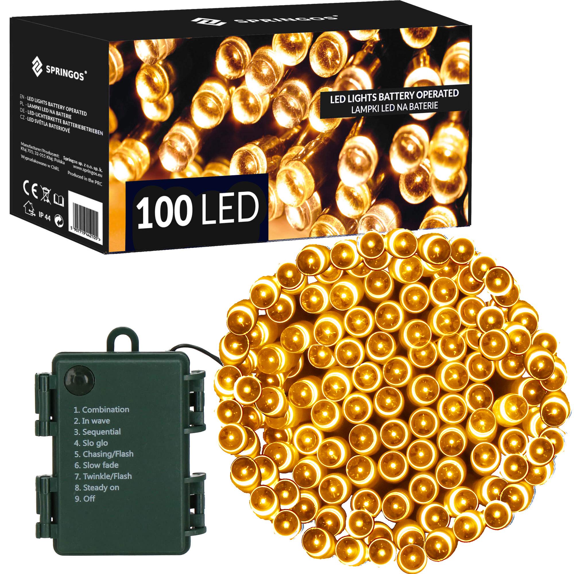 Гірлянда на батарейках Springos 100 LED 10 м Warm white (CL4030)