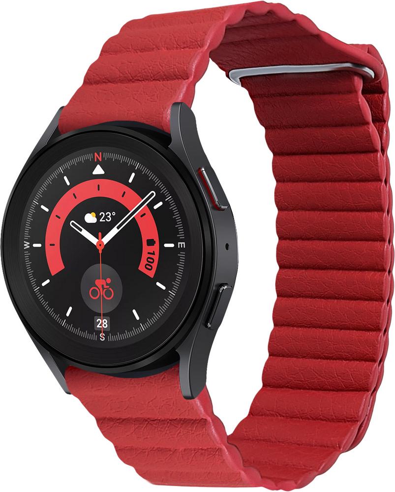 Ремешок кожаный Genis для Galaxy Watch 5 Pro Red (29200-2D)